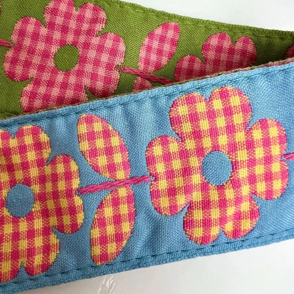 Vintage 90s Reversible Quilted Gingham Floral Belt Patchwork Cottagecore
